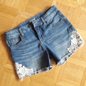 Cat & Jack Medium Wash Jean Shorts Lace Detail